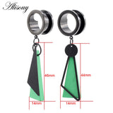 Stainless Steel Roller Skating I-Shaped Ear Expansion Wooden Triangle Earrings