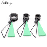 Stainless Steel Roller Skating I-Shaped Ear Expansion Wooden Triangle Earrings