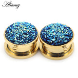 2PC Resin Stone Ear Plug Tunnel Body Piercing 6-16mm with DIY Hole
