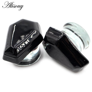 2PC Coffin Glass Ear Expansion Gauges 6mm-25mm Body Jewelry