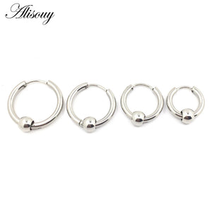 2PC Punk Stainless Steel Hoop Earrings Circle Earrings