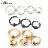 2PC Punk Stainless Steel Hoop Earrings Circle Earrings