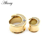 Stainless Steel Hollow Moon Ear Piercing Plugs Body Jewelry Earring Gauges