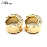 Stainless Steel Hollow Moon Ear Piercing Plugs Body Jewelry Earring Gauges