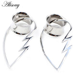 2PC Stainless Steel Heart Pendant Ear Plug Tunnel Gauges