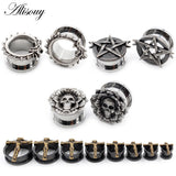 2PC Stainless Steel Ear Tunnel Plugs Expander Body Piercing Jewelry