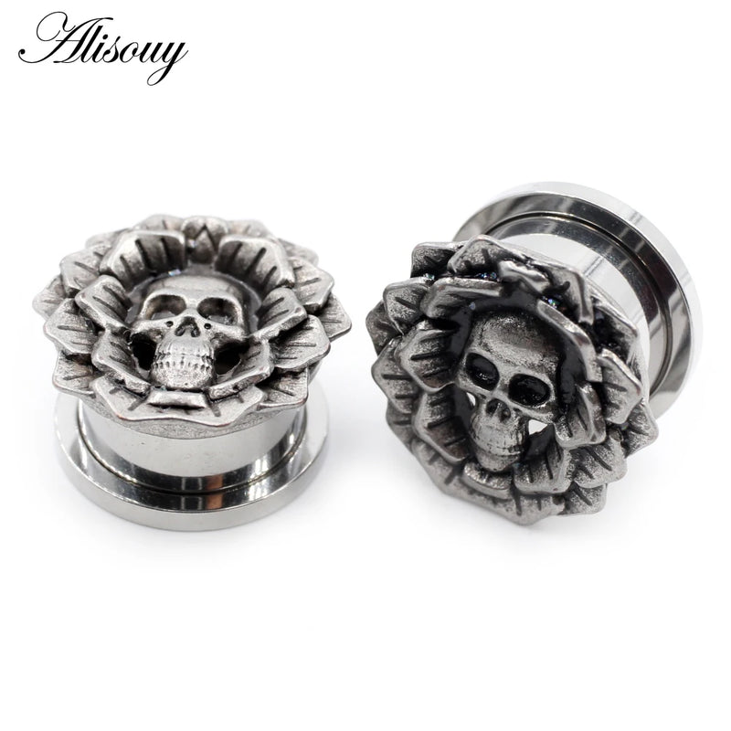2PC Stainless Steel Ear Tunnel Plugs Expander Body Piercing Jewelry