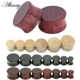 2PC Wood Plugs Ear Expander Natural Gauges Tunnels