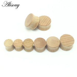 2PC Wood Plugs Ear Expander Natural Gauges Tunnels