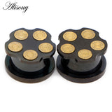 2PCS Stainless Steel Ear Tunnels Plugs Silver Expander Stretcher Ear Gauges