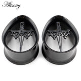 2PCS Stainless Steel Water Drop Ear Tunnels Plugs Gauges Piercing Body Jewelry