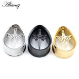 2PCS Stainless Steel Water Drop Ear Tunnels Plugs Gauges Piercing Body Jewelry