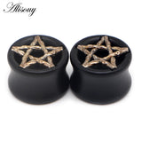 2PCS Wood Ear Plug Flesh Tunnels Skull Star Shape Body Piercing Jewelry