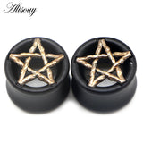 2PCS Wood Ear Plug Flesh Tunnels Skull Star Shape Body Piercing Jewelry