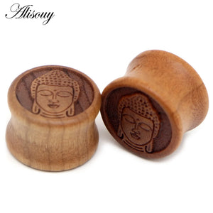 2PCS Natural Wood Ear Plugs Gauges 8-20mm Stretcher Piercing Jewelry