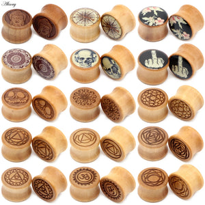 2PCS Natural Wood Ear Plugs Gauges 8-20mm Stretcher Piercing Jewelry