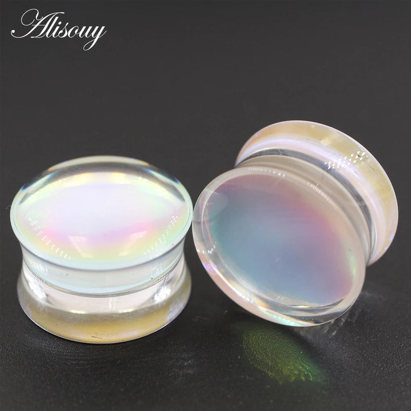 2PCS Acrylic Glossy Film Ear Gauges Plugs Stretcher Body Jewelry