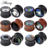 2PCS Wood Ear Tunnel Plugs Shell Wood Ear Gauges Ear Expansion 8-25mm
