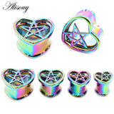 Rainbow Stainless Steel Heart Star Ear Plugs Tunnels Gauges Earrings