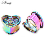 Rainbow Stainless Steel Heart Star Ear Plugs Tunnels Gauges Earrings