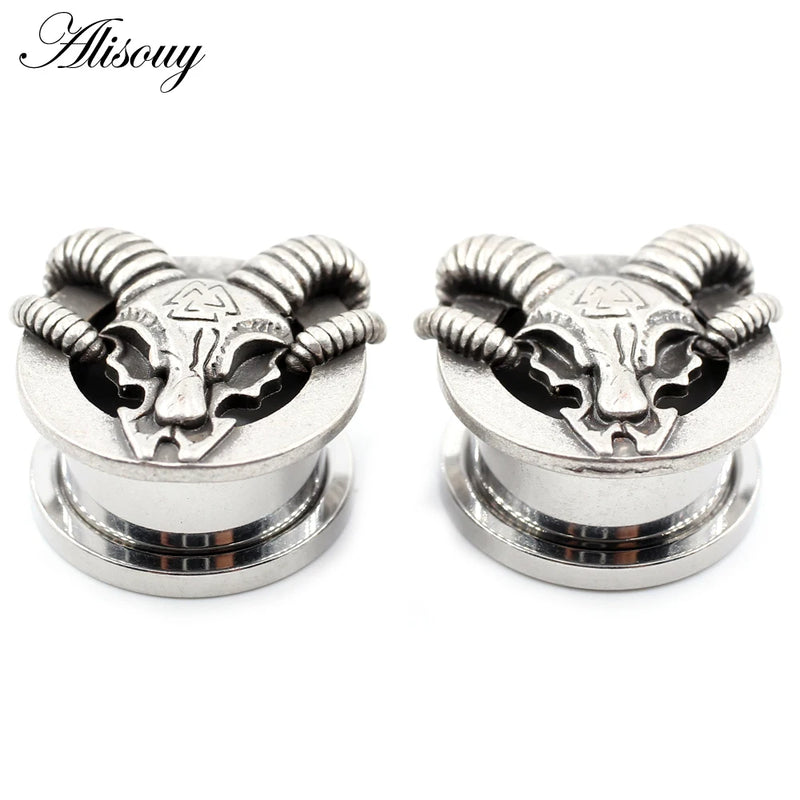 2PCS Sheep Head Ear Plugs Tunnels Expander Gauges Earrings