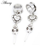 2PCS Stainless Steel Cross Heart Sword Tassel Skull Ear Plugs