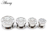 2PCS Stainless Steel Flower Shell Pulley Ear Plug Tunnel Expander Gauges