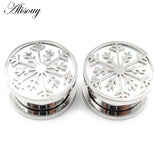 2PCS Stainless Steel Flower Shell Pulley Ear Plug Tunnel Expander Gauges