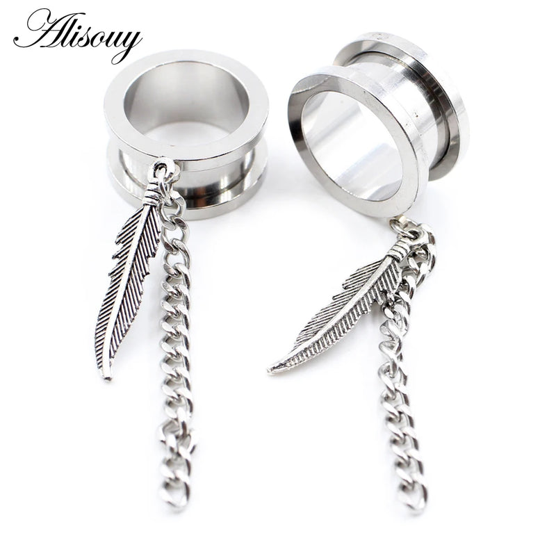 2PCS Stainless Steel Ear Gauge Plug Tunnel Expander Earrings