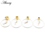2PCS Stainless Steel Sun Moon Pendant Ear Plug Tunnel Gauges Piercing