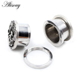 2PCS Stainless Steel Skull Pistol Skeleton Ear Plugs Tunnels Gauges Earrings