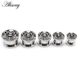 2PCS Stainless Steel Skull Pistol Skeleton Ear Plugs Tunnels Gauges Earrings