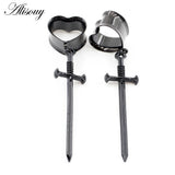 Sword Cross Heart Love Ear Plugs Tunnels Expander Gauges Earring Piercing