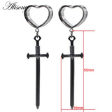 Sword Cross Heart Love Ear Plugs Tunnels Expander Gauges Earring Piercing