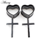 Sword Cross Heart Love Ear Plugs Tunnels Expander Gauges Earring Piercing