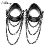 2PCS Stainless Steel Water Drop Ear Plugs Tunnels Gauges Body Piercing 8-30mm