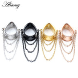 2PCS Stainless Steel Water Drop Ear Plugs Tunnels Gauges Body Piercing 8-30mm