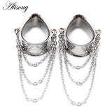 2PCS Stainless Steel Water Drop Ear Plugs Tunnels Gauges Body Piercing 8-30mm