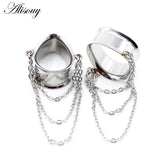 2PCS Stainless Steel Water Drop Ear Plugs Tunnels Gauges Body Piercing 8-30mm