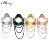 2PCS Stainless Steel Water Drop Ear Plugs Tunnels Gauges Body Piercing 8-30mm