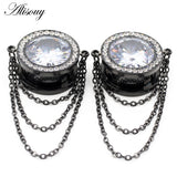 2PCS Zircon Crystal Chain Ear Plug Tunnel Expander Gauges