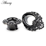 Water Drop Flower Steel Ear Gauges Body Piercing Jewelry 8mm-25mm