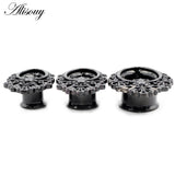 Water Drop Flower Steel Ear Gauges Body Piercing Jewelry 8mm-25mm
