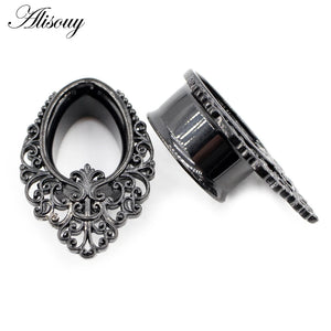 Water Drop Flower Steel Ear Gauges Body Piercing Jewelry 8mm-25mm