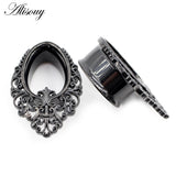 Water Drop Flower Steel Ear Gauges Body Piercing Jewelry 8mm-25mm