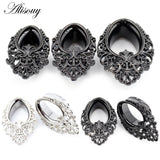 Water Drop Flower Steel Ear Gauges Body Piercing Jewelry 8mm-25mm