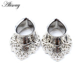 Water Drop Flower Steel Ear Gauges Body Piercing Jewelry 8mm-25mm