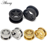 Stainless Steel Screw On Hollow Star Ear Plugs 6-25mm
