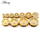 Stainless Steel Screw On Hollow Star Ear Plugs 6-25mm