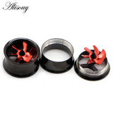 2pc Red Propeller Fan Ear Tunnel Plugs Gauges Kit